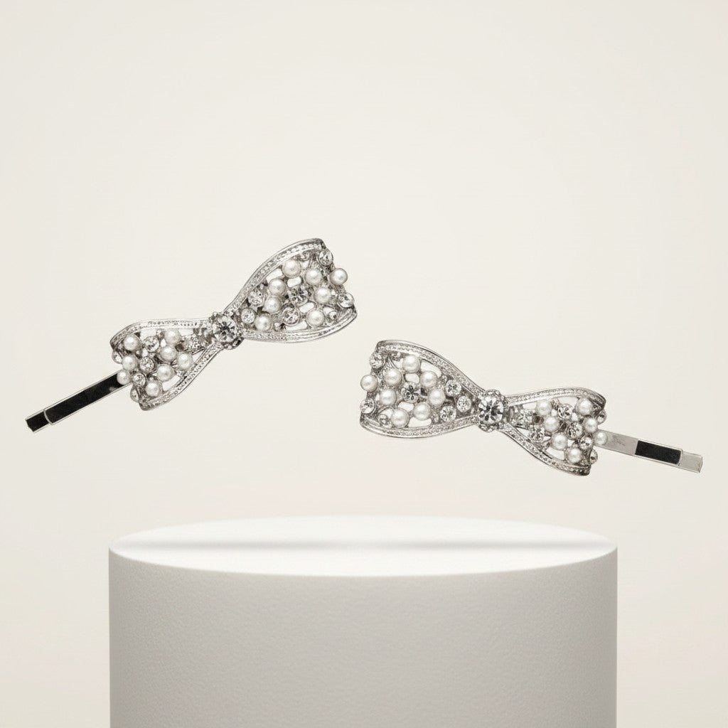 ATHENA COLLECTION - CRYSTAL TREASURE CLIPS - SILVER (CLIP749)