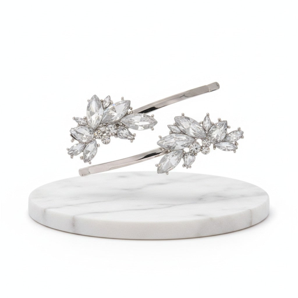 ATHENA COLLECTION - CRYSTAL GLAM CLIPS - CLIP756 SILVER