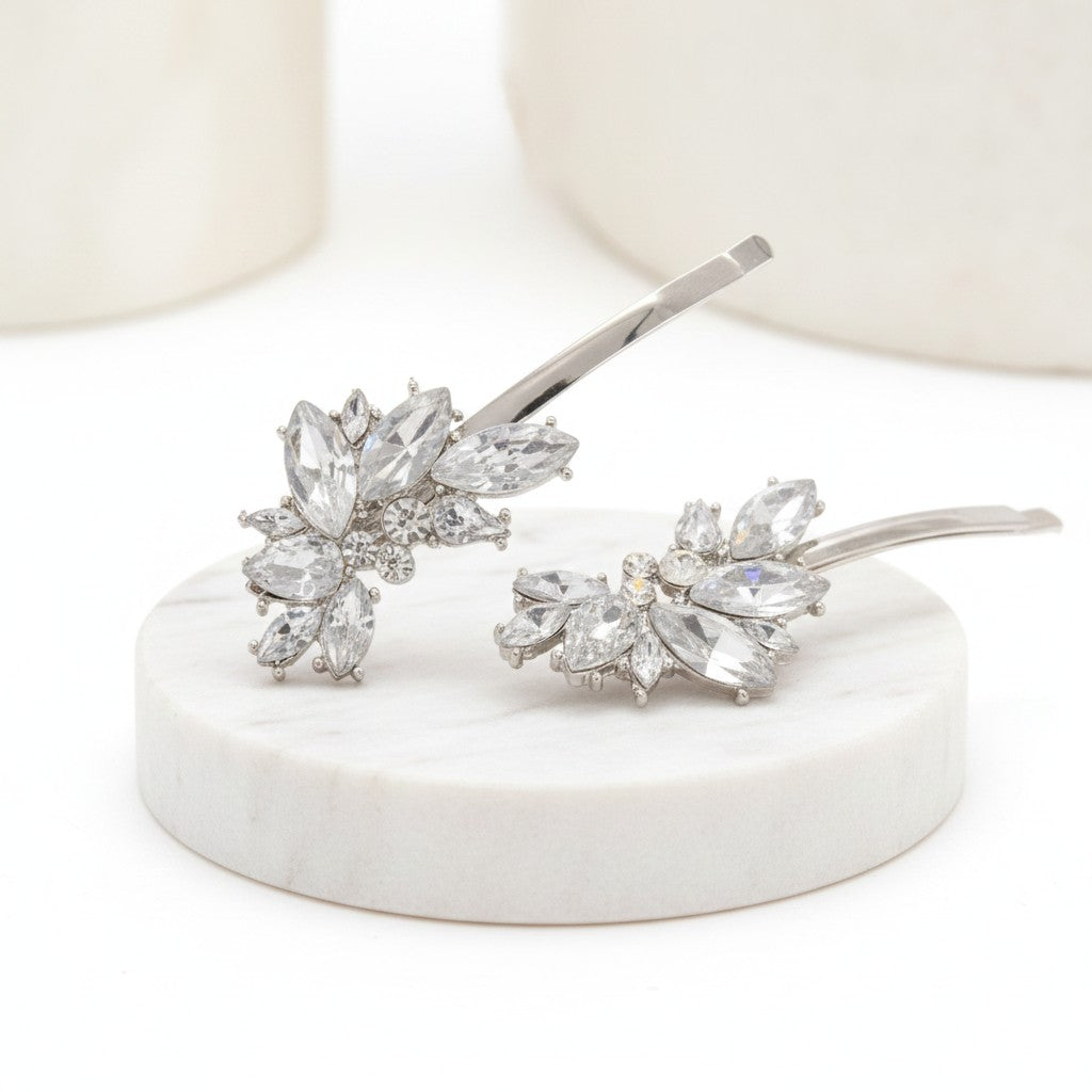 ATHENA COLLECTION - CRYSTAL GLAM CLIPS - CLIP756 SILVER