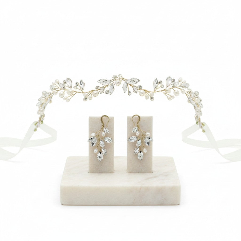 ATHENA COLLECTION - CHIC PEARL VINE SET  - HP174 - GOLD SET