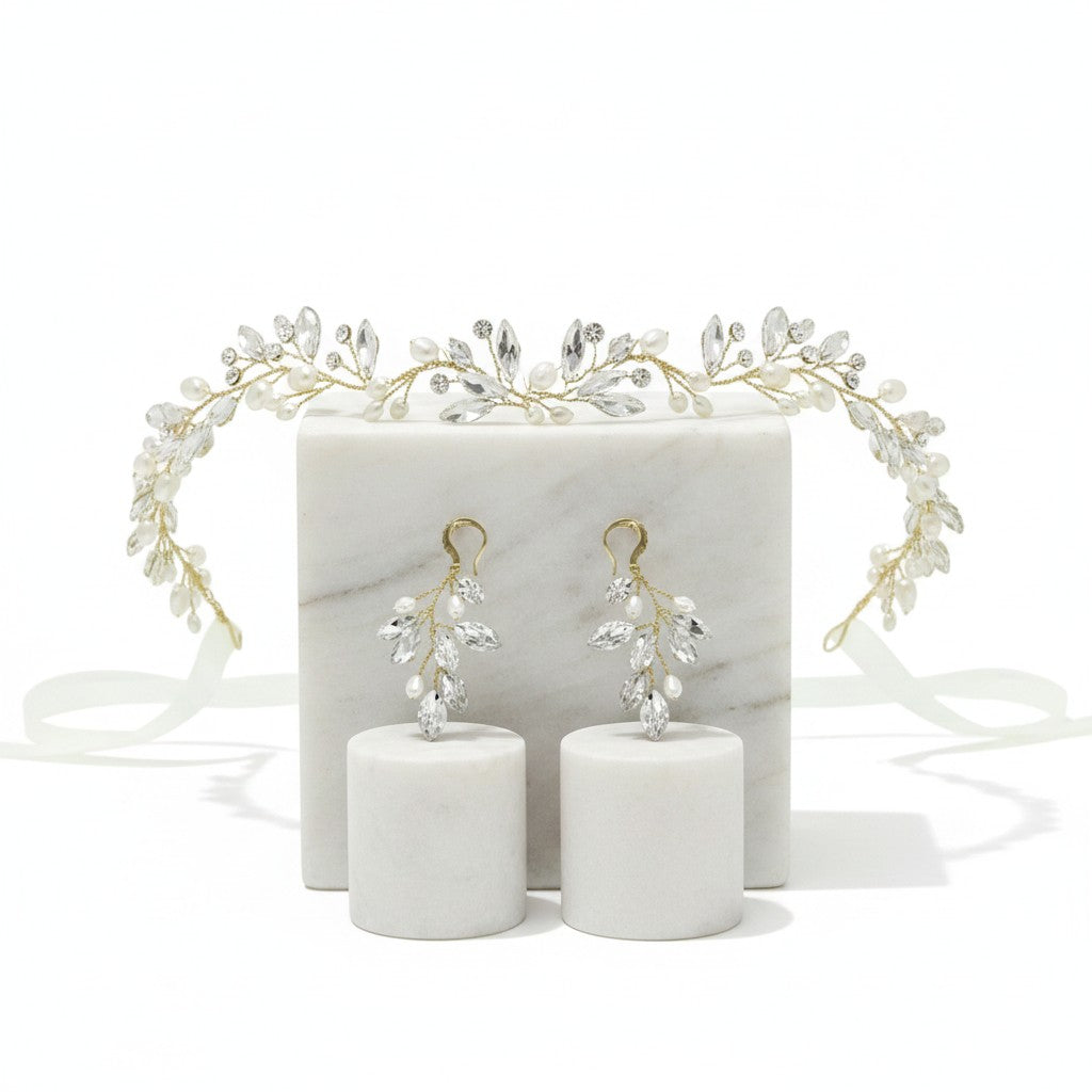 ATHENA COLLECTION - CHIC PEARL VINE SET  - HP174 - GOLD SET
