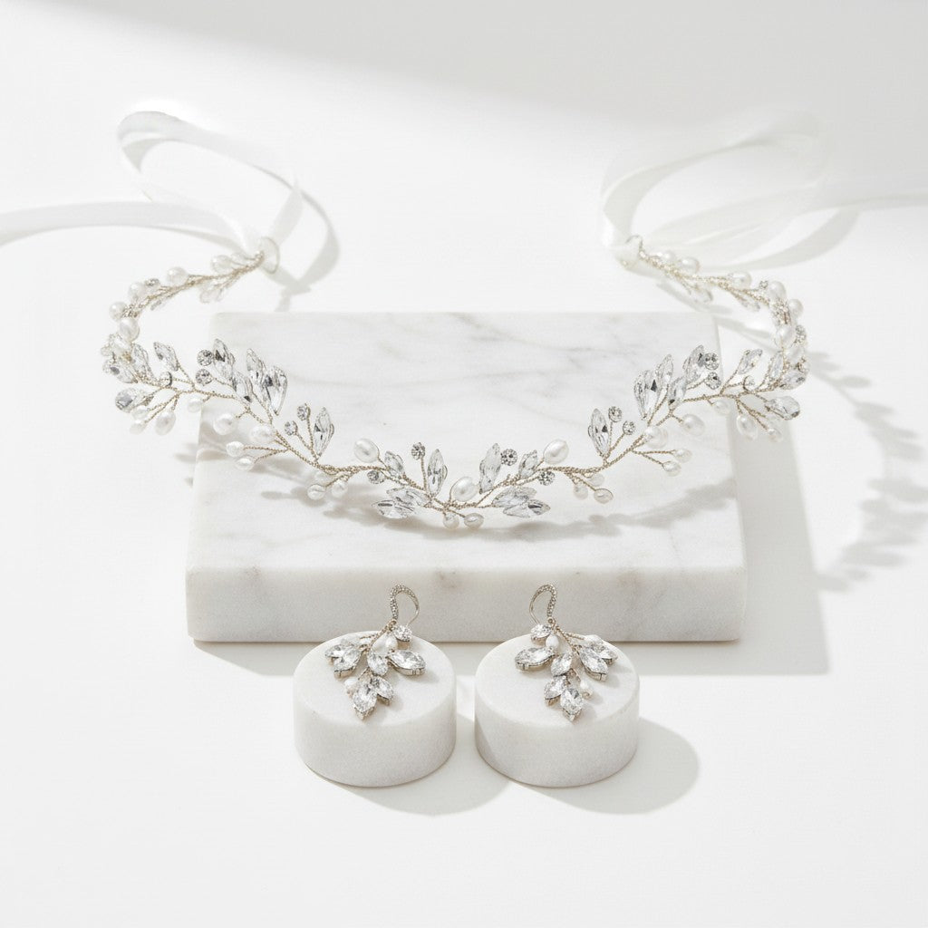 ATHENA COLLECTION - CHIC PEARL VINE SET - HP174 - SILVER SET