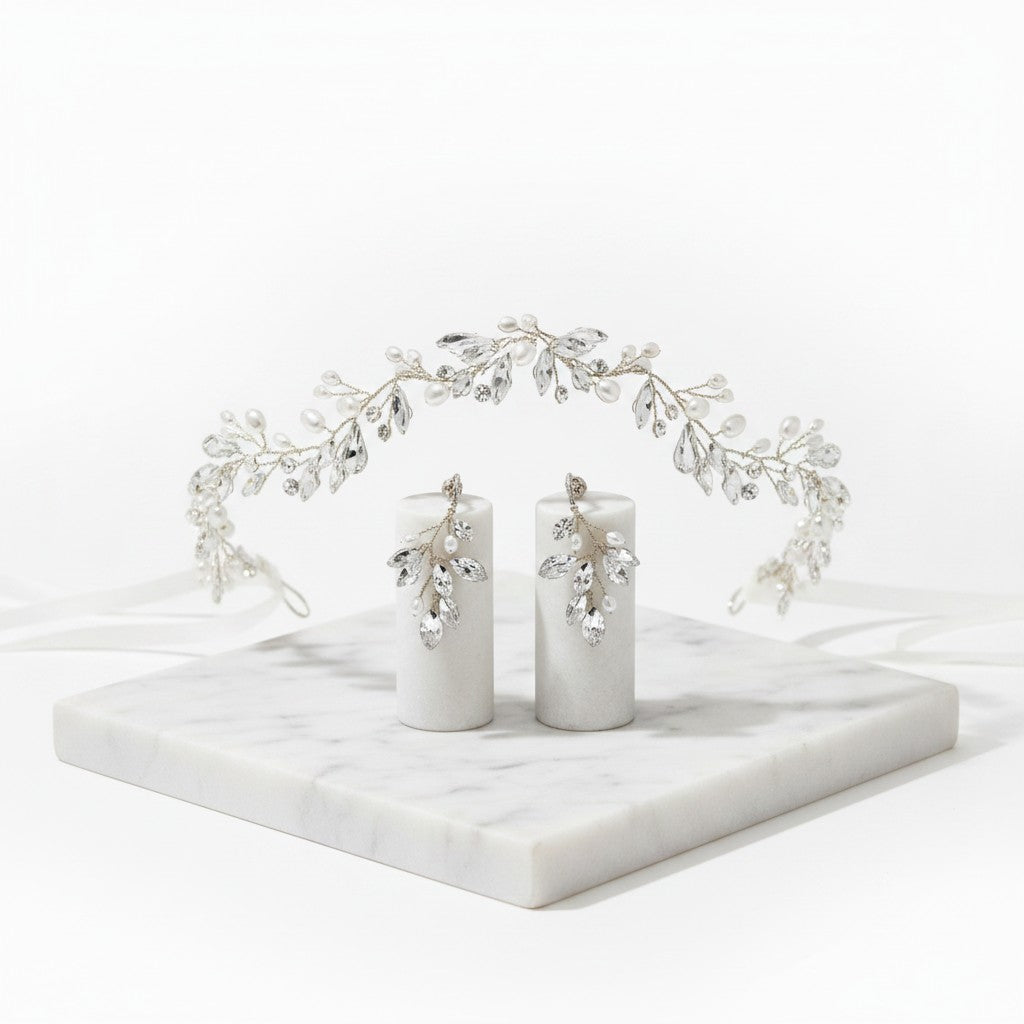 ATHENA COLLECTION - CHIC PEARL VINE SET - HP174 - SILVER SET