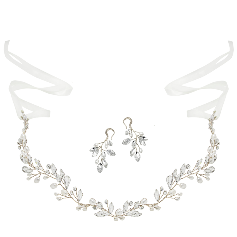 ATHENA COLLECTION - CHIC PEARL VINE SET - HP174 - SILVER SET