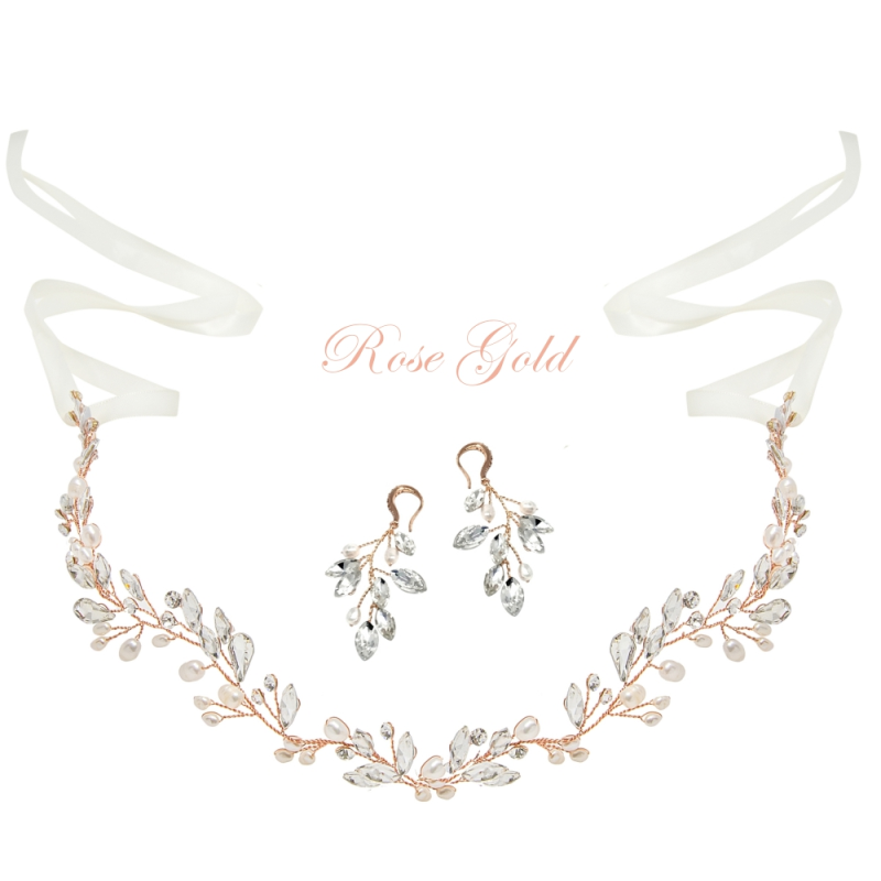 ATHENA COLLECTION - CHIC PEARL VINE SET  - HP174 - Rose gold