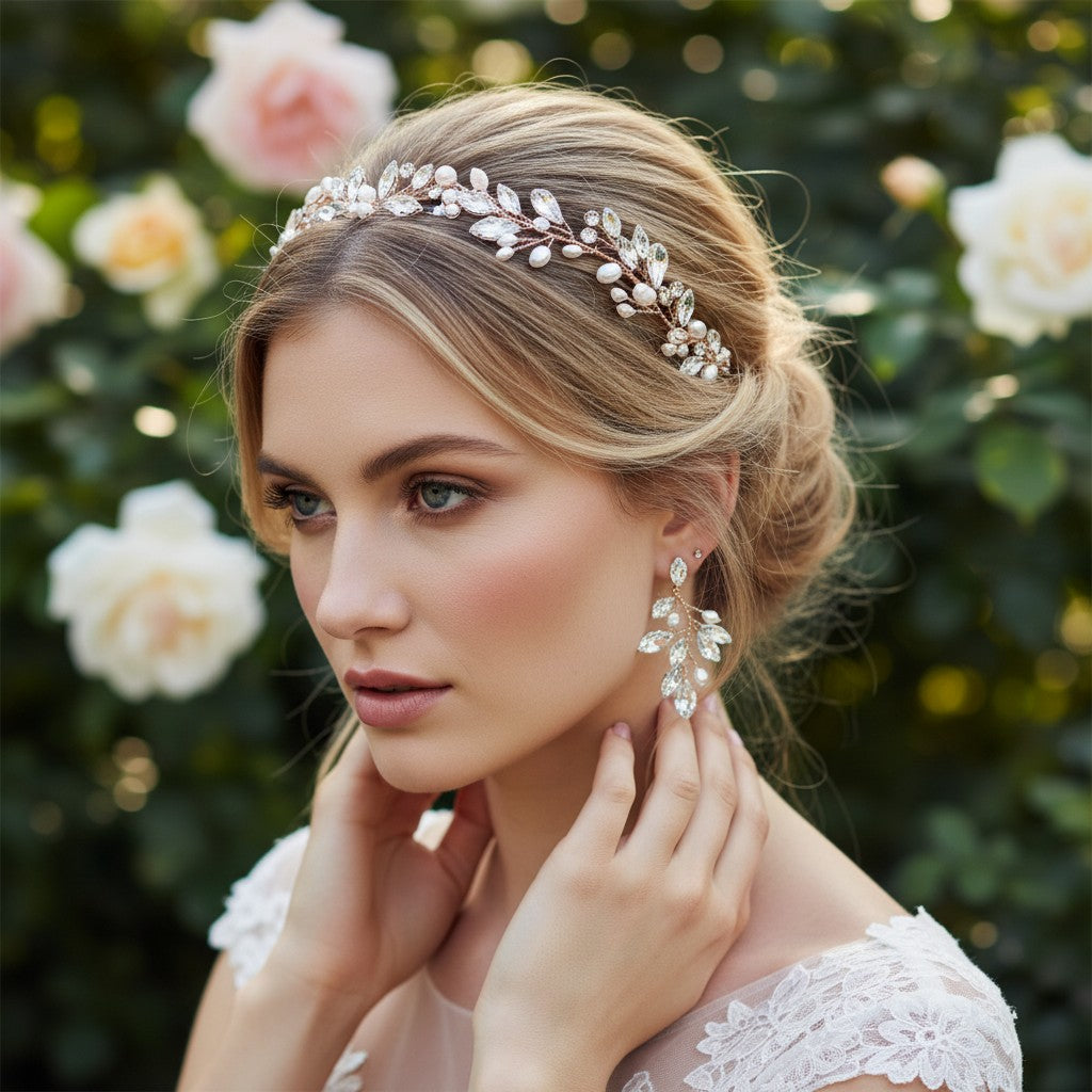 ATHENA COLLECTION - CHIC PEARL VINE SET  - HP174 - Rose gold