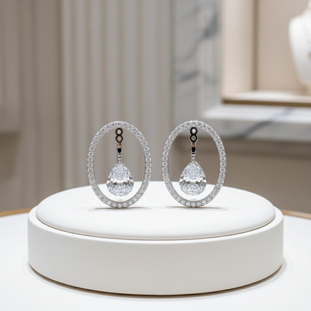 CUBIC ZIRCONIA COLLECTION - CRYSTALLURE EARRINGS - CZER505 - SILVER