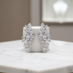 CUBIC ZIRCONIA EARRINGS - CRYSTAL ROMANCE EARRINGS - CZER506 SILVER