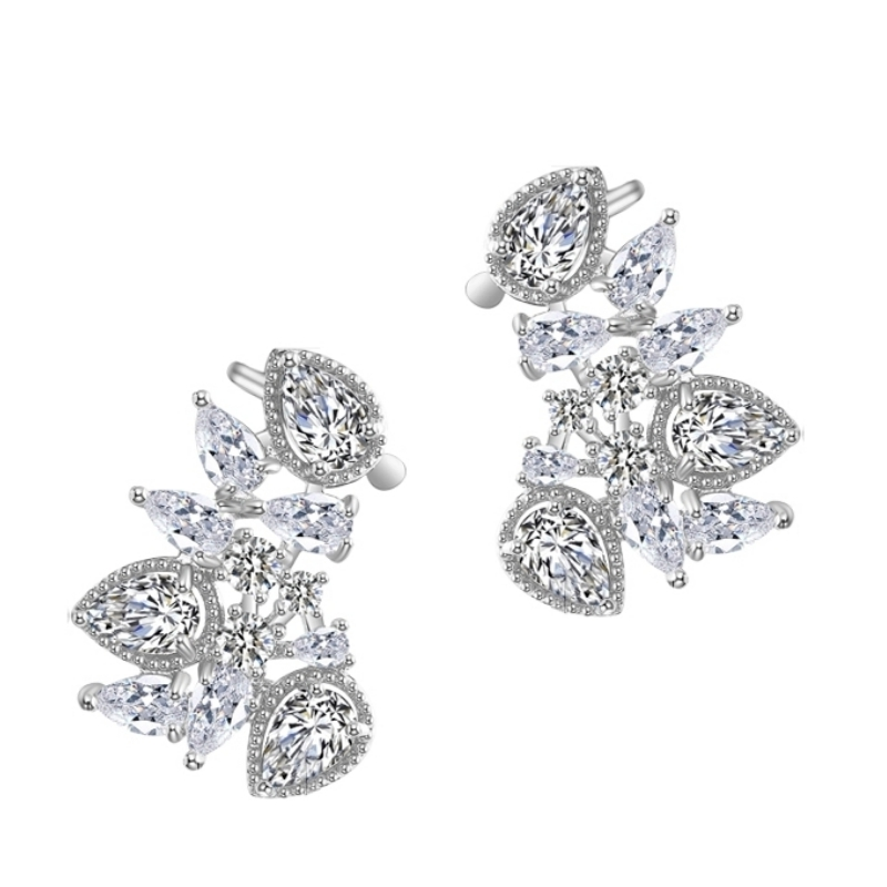 CUBIC ZIRCONIA COLLECTION - STARLET GEM EARRINGS - CZER508 SILVER
