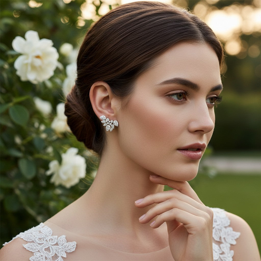CUBIC ZIRCONIA COLLECTION - STARLET GEM EARRINGS - CZER508 SILVER