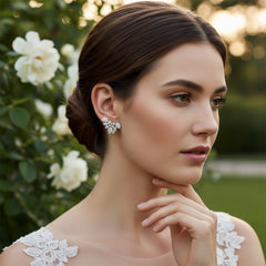 CUBIC ZIRCONIA COLLECTION - STARLET GEM EARRINGS - CZER508 SILVER