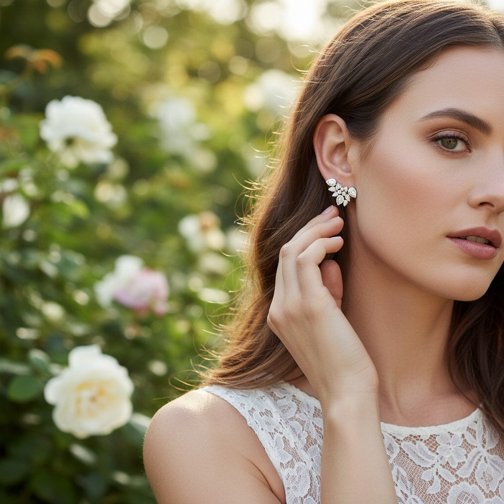CUBIC ZIRCONIA COLLECTION - STARLET GEM EARRINGS - CZER508 SILVER