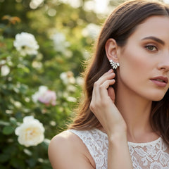 CUBIC ZIRCONIA COLLECTION - STARLET GEM EARRINGS - CZER508 SILVER