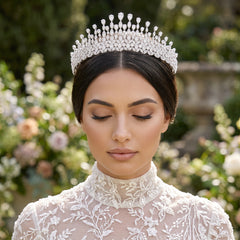 CUBIC ZIRCONIA COLLECTION - GRACEFUL STARLET TIARA - AHB26