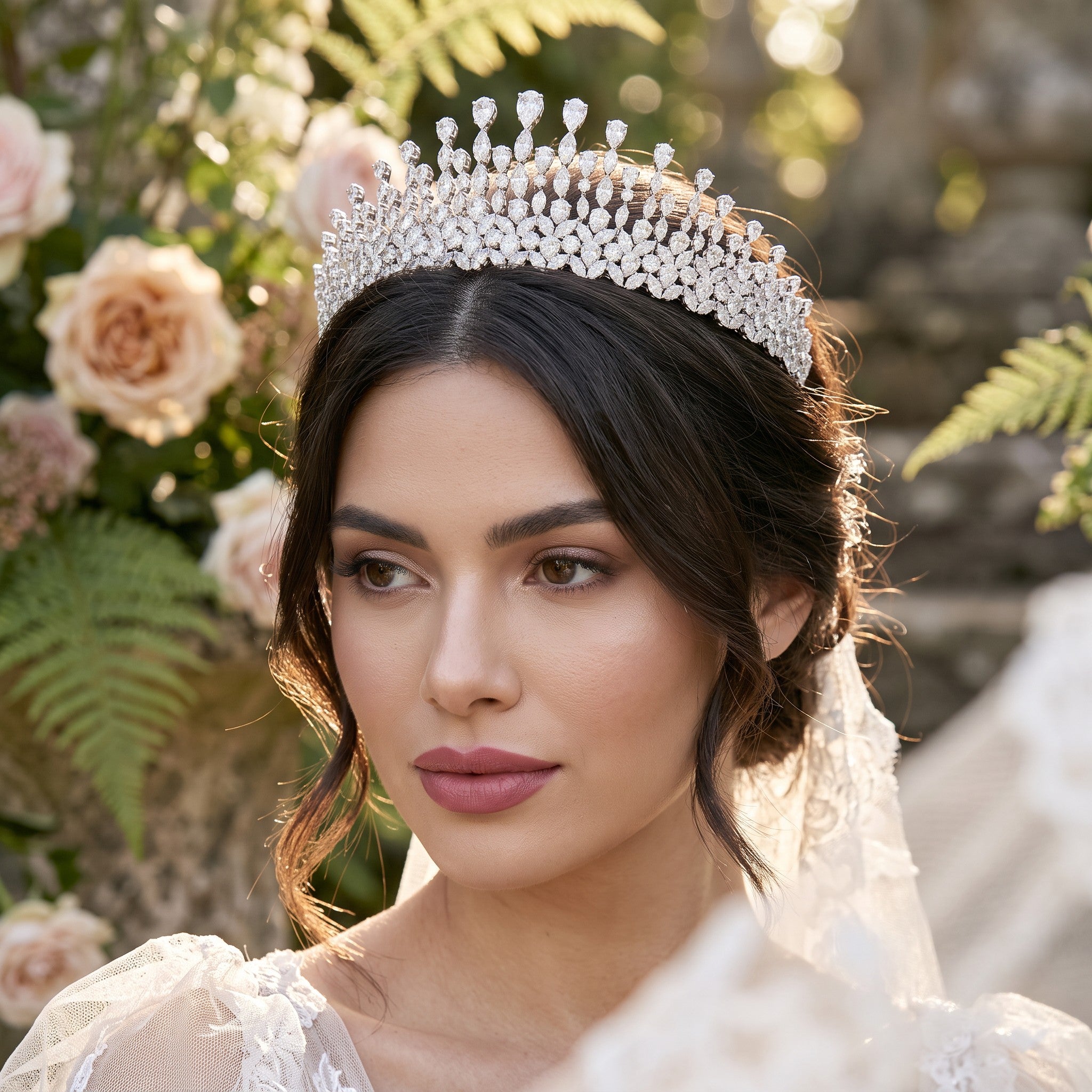 CUBIC ZIRCONIA COLLECTION - GRACEFUL STARLET TIARA - AHB26
