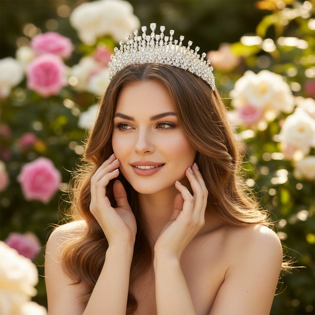 CUBIC ZIRCONIA COLLECTION - GRACEFUL STARLET TIARA - AHB26