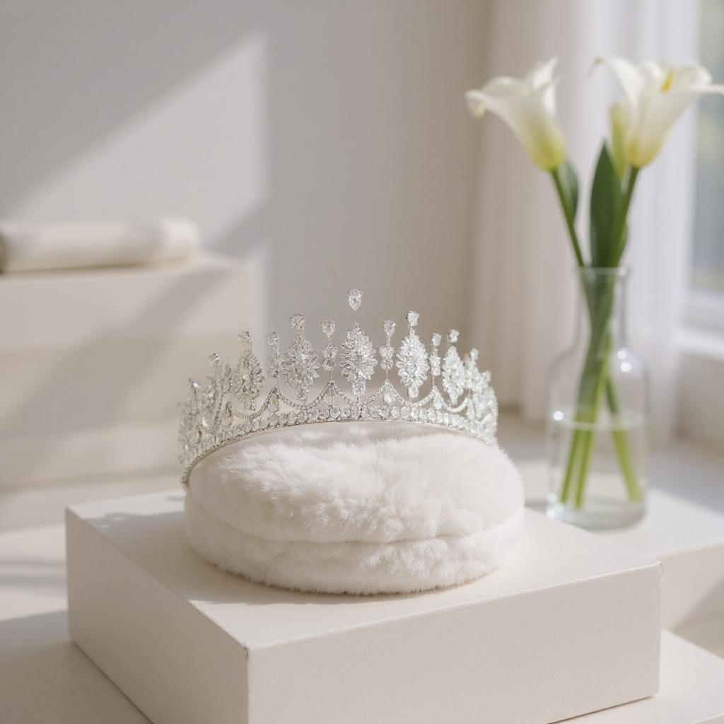 CUBIC ZIRCONIA COLLECTION - REGAL SIMULATED DIAMOND TIARA - AHB29
