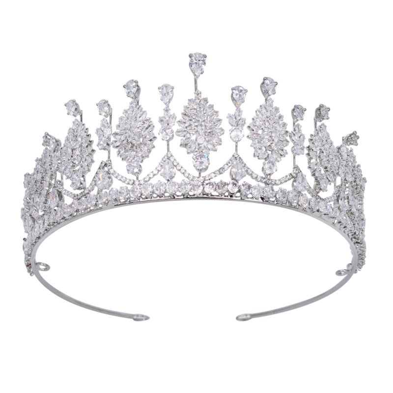 CUBIC ZIRCONIA COLLECTION - REGAL SIMULATED DIAMOND TIARA - AHB29