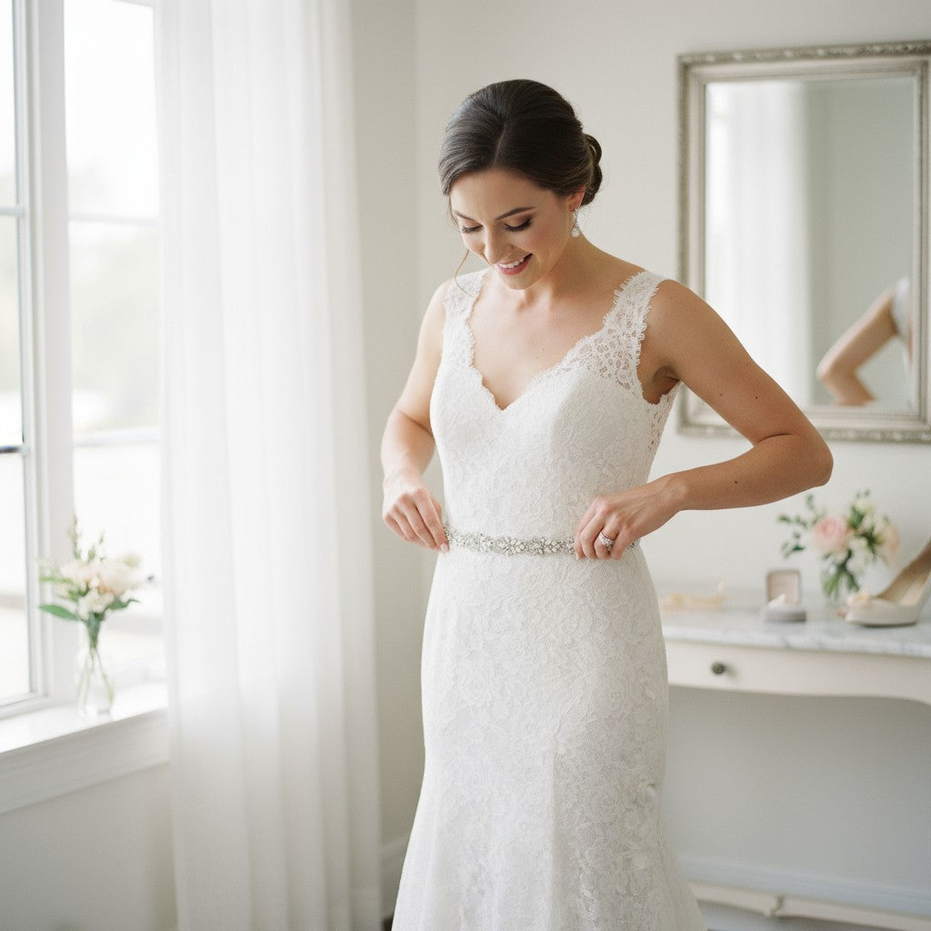 ATHENA COLLECTION - CRYSTAL CLUSTER BELT - IVORY - BELT 31 (LIGHT IVORY)