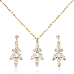 CUBIC ZIRCONIA COLLECTION - CHIC NECKLACE SET - CZNK101 GOLD