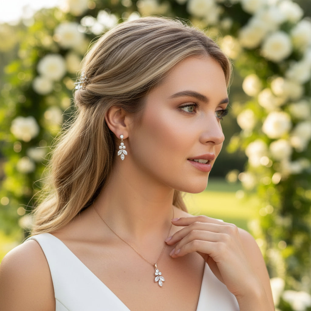 CUBIC ZIRCONIA COLLECTION - CHIC NECKLACE SET - CZNK101 GOLD