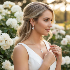 CUBIC ZIRCONIA COLLECTION - CHIC NECKLACE SET - CZNK101 SILVER
