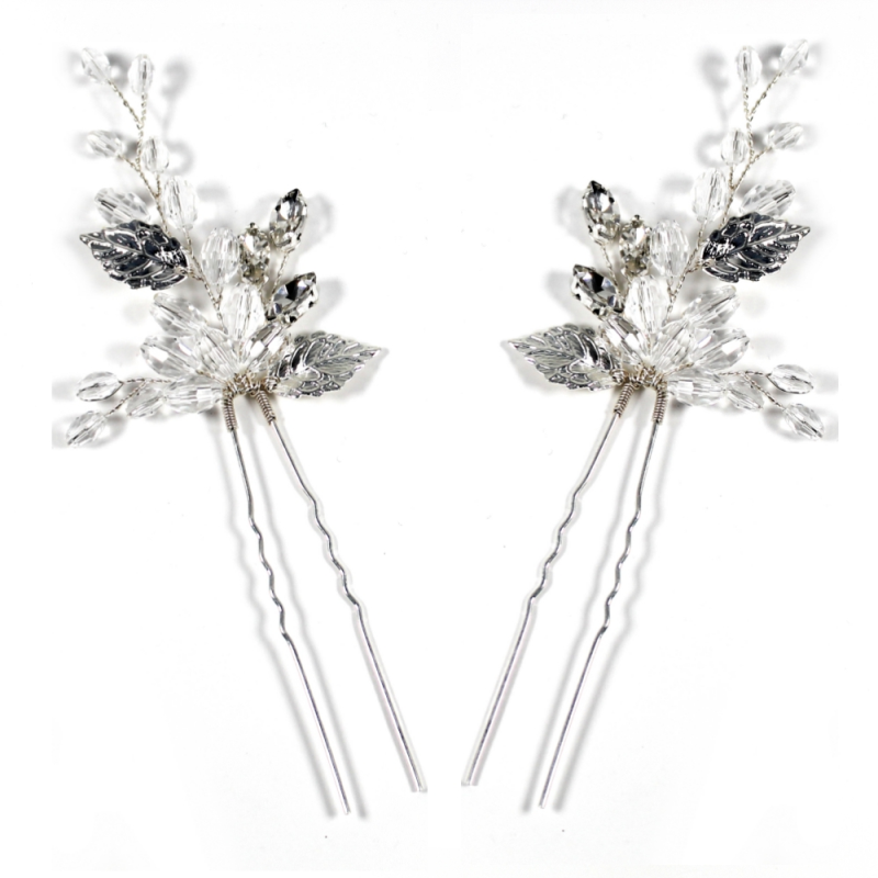 ATHENA COLLECTION - CRYSTAL VINE HAIR PIN - PIN44 SILVER