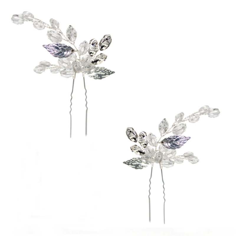 ATHENA COLLECTION - CRYSTAL VINE HAIR PIN - PIN44 SILVER