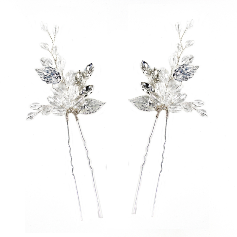 ATHENA COLLECTION - CRYSTAL VINE HAIR PIN - PIN44 SILVER