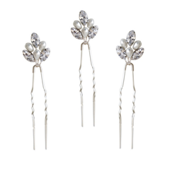 ATHENA COLLECTION - CHIC PEARL HAIR PINS SET - PIN45 SILVER