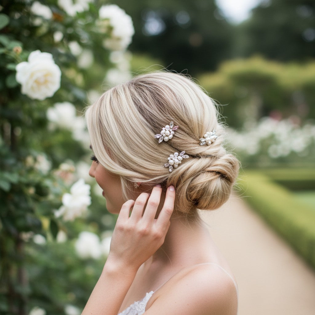 ATHENA COLLECTION - DIVINE PEARL HAIR PINS - (PAIR) PIN 47 SILVER