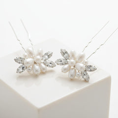 ATHENA COLLECTION - DIVINE PEARL HAIR PINS - (PAIR) PIN 47 SILVER