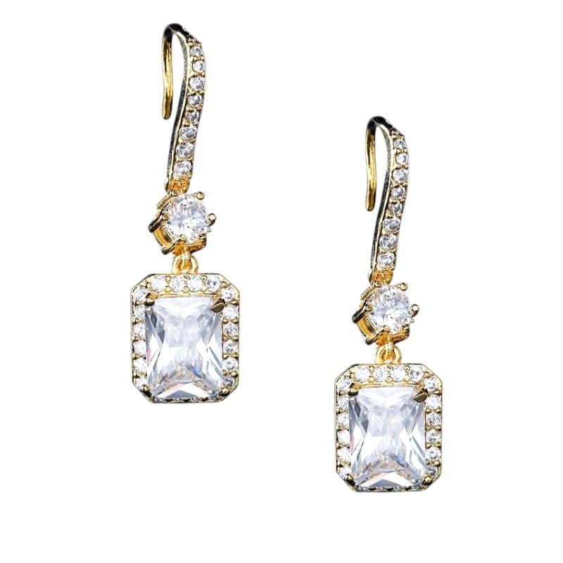 CUBIC ZIRCONIA COLLECTION - CRYSTAL GLAM EARRINGS - CZER513 GOLD