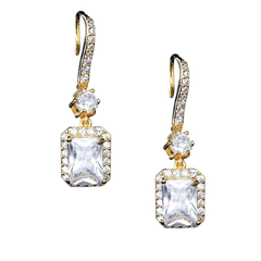 CUBIC ZIRCONIA COLLECTION - CRYSTAL GLAM EARRINGS - CZER513 GOLD