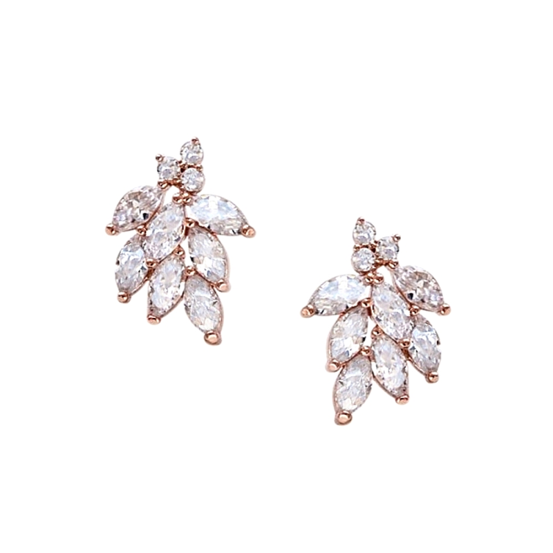 CUBIC ZIRCONIA COLLECTION - DAINTY SHIMMER EARRINGS - CZER486 ROSE GOLD