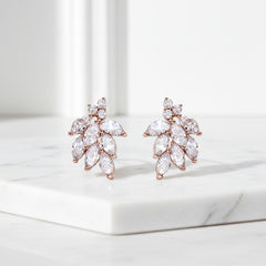 CUBIC ZIRCONIA COLLECTION - DAINTY SHIMMER EARRINGS - CZER486 ROSE GOLD