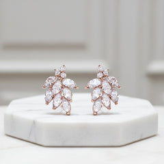 CUBIC ZIRCONIA COLLECTION - DAINTY SHIMMER EARRINGS - CZER486 ROSE GOLD