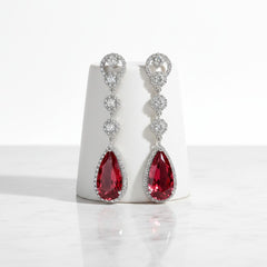 CUBIC ZIRCONIA COLLECTION - CRYSTAL LUXE EARRINGS - CZER516 (RED)