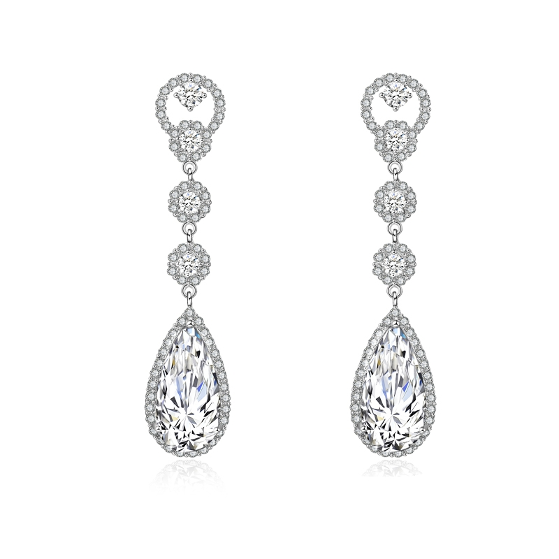 CUBIC ZIRCONIA COLLECTION - CRYSTAL LUXE EARRINGS - CZER516 (CLEAR)