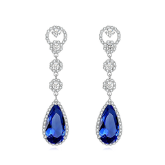 CUBIC ZIRCONIA COLLECTION - CRYSTAL LUXE EARRINGS - CZER516 (SAPPHIRE BLUE)