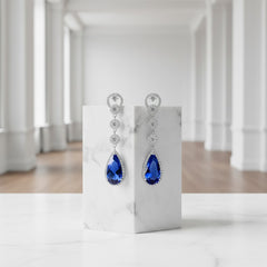 CUBIC ZIRCONIA COLLECTION - CRYSTAL LUXE EARRINGS - CZER516 (SAPPHIRE BLUE)