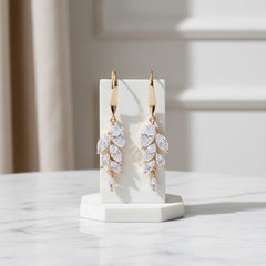 CUBIC ZIRCONIA EARRINGS - BELLA DAINTY DROP EARRINGS - CZER500  GOLD
