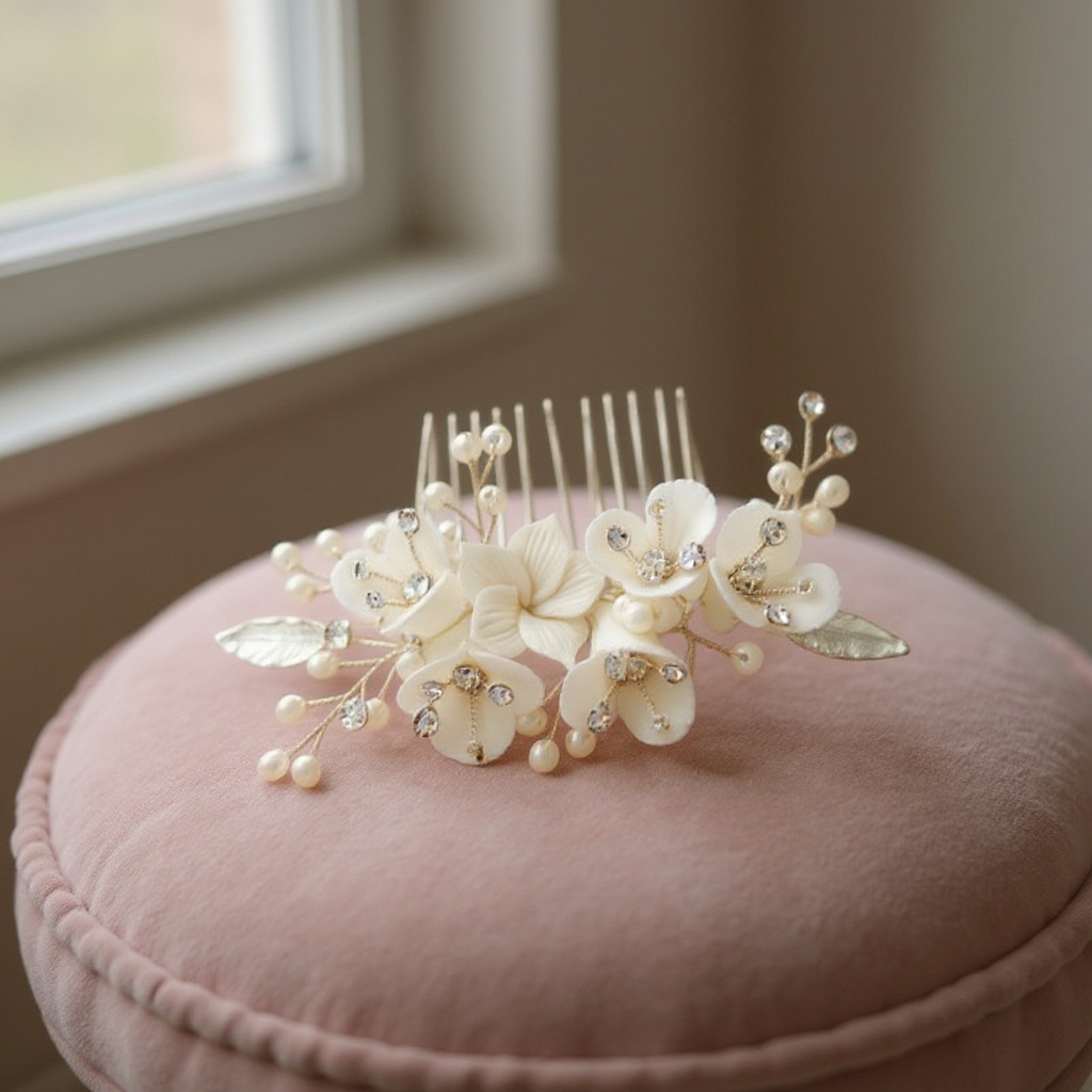 ATHENA COLLECTION - VINTAGE CHARM HAIR COMB - SILVER (HC199)