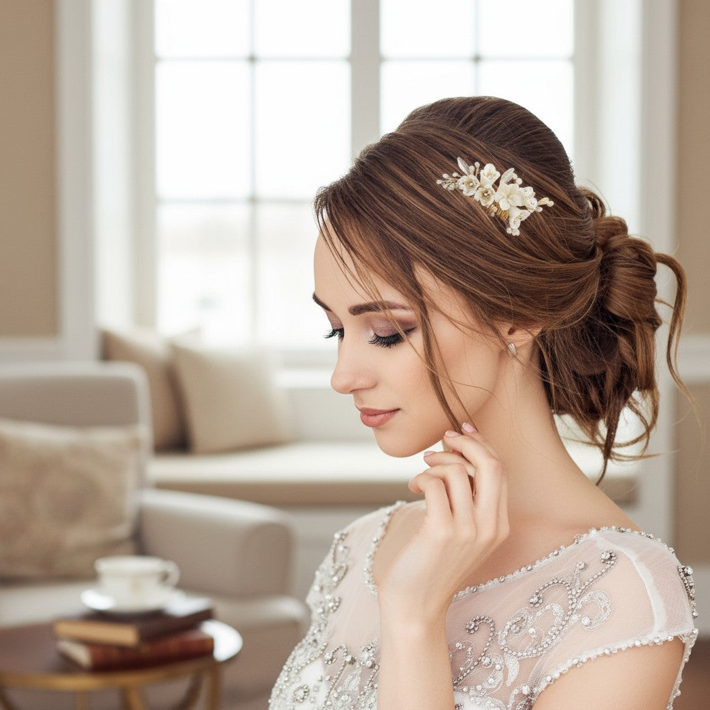 ATHENA COLLECTION - VINTAGE CHARM HAIR COMB - SILVER (HC199)