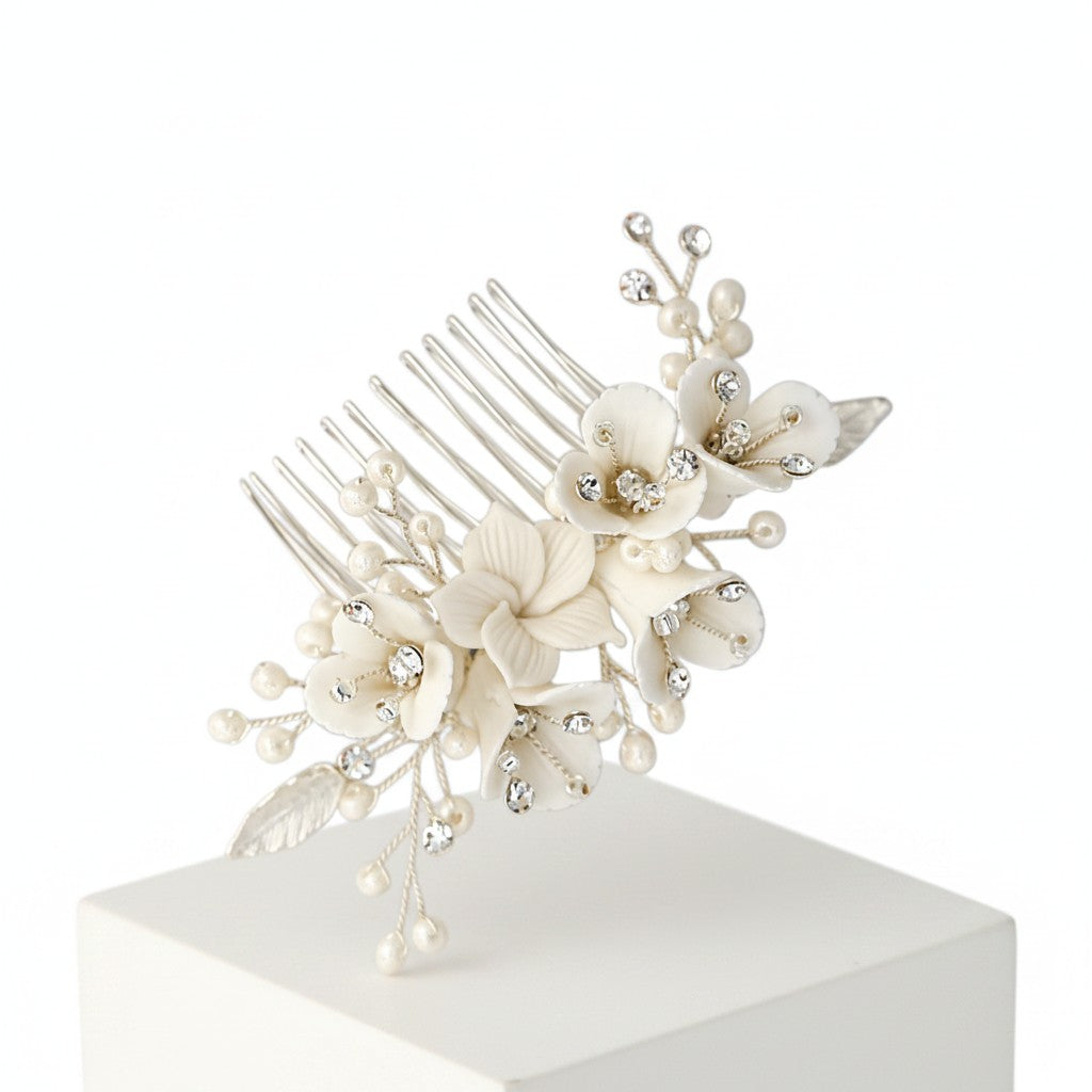 ATHENA COLLECTION - VINTAGE CHARM HAIR COMB - SILVER (HC199)