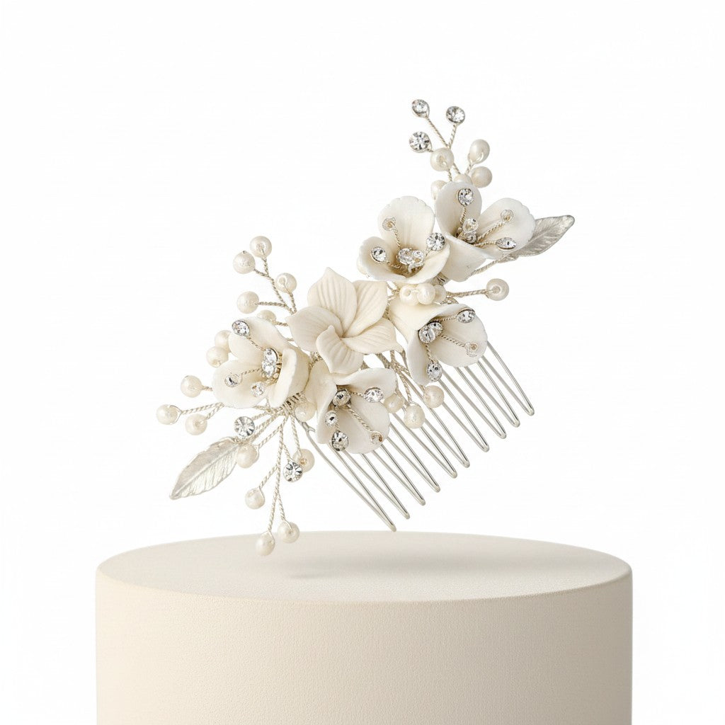 ATHENA COLLECTION - VINTAGE CHARM HAIR COMB - SILVER (HC199)