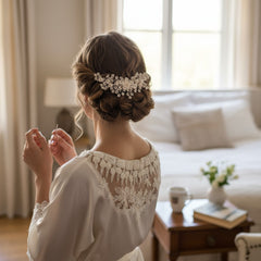ATHENA COLLECTION - FLORAL ROMANCE HAIR COMB - HC201 SILVER