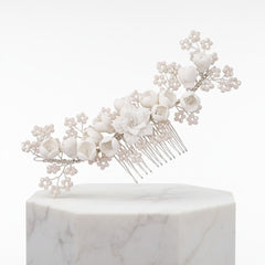 ATHENA COLLECTION - FLORAL ROMANCE HAIR COMB - HC201 SILVER