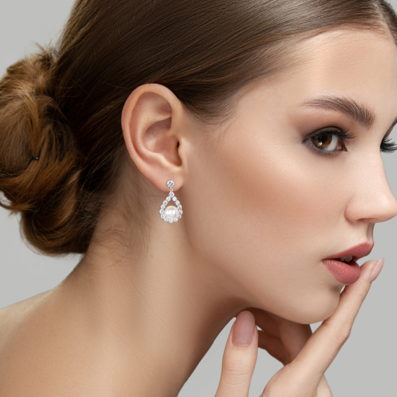 CUBIC ZIRCONIA COLLECTION - BRIDESMAID JEWELLERY NECKLACE SET - CZNK103 (GIFT CARD)  SILVER