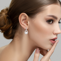 CUBIC ZIRCONIA COLLECTION - BRIDESMAID JEWELLERY NECKLACE SET - CZNK103 (GIFT CARD)  SILVER
